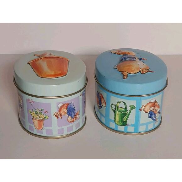 Lot of 2 Vintage Rabbit Frederick Warne & Co Tin Gift Box EMPTY Easter Bunny Lid - Picture 2 of 16